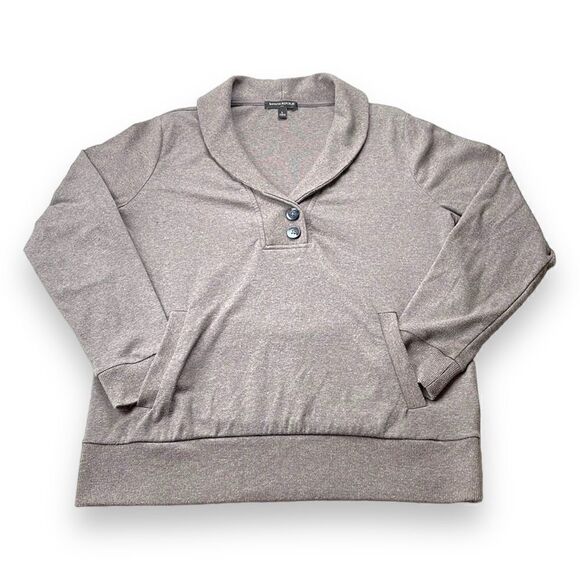 Banana Republic Sweater Mens Large Brown Cowl Neck Button Front Pullover Sweater - Picture 1 of 8